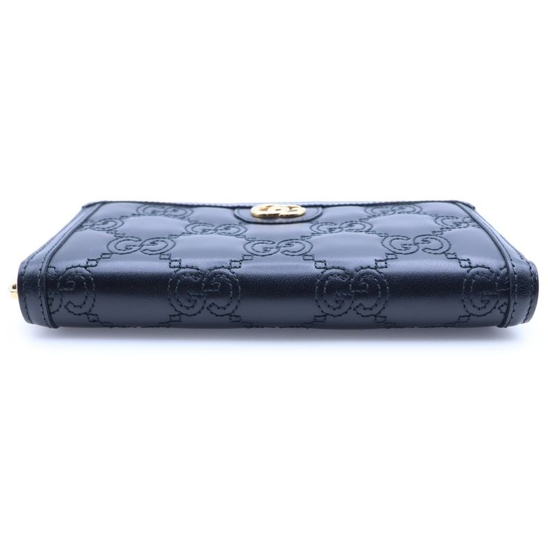 Gucci GG Matelasse Zip Around Wallet Black Leather