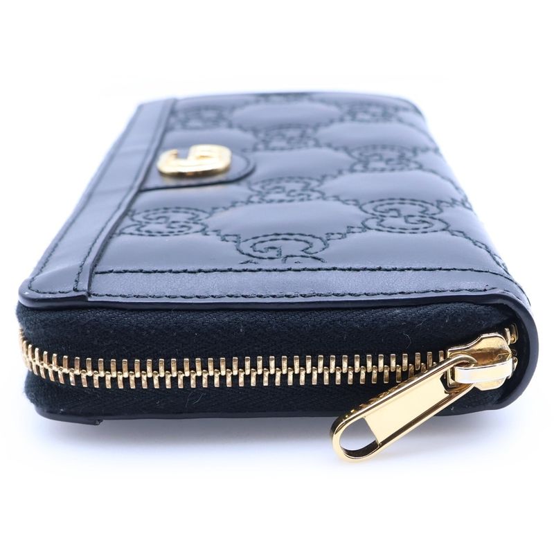 Gucci GG Matelasse Zip Around Wallet Black Leather