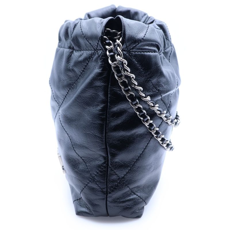 Chanel 22 Mini Lambskin Shoulder Bag Black Silver