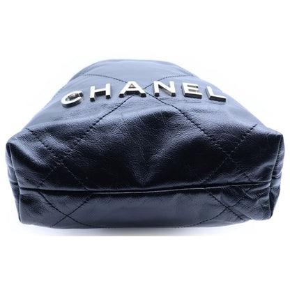 Chanel 22 Mini Lambskin Shoulder Bag Black Silver