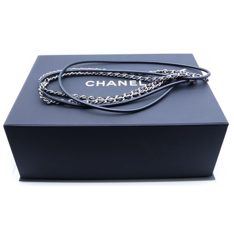 Chanel 22 Mini Lambskin Shoulder Bag Black Silver