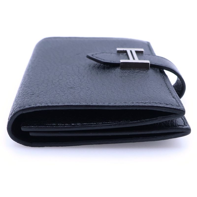 Hermes Bearn Mini Card Case Silver Black