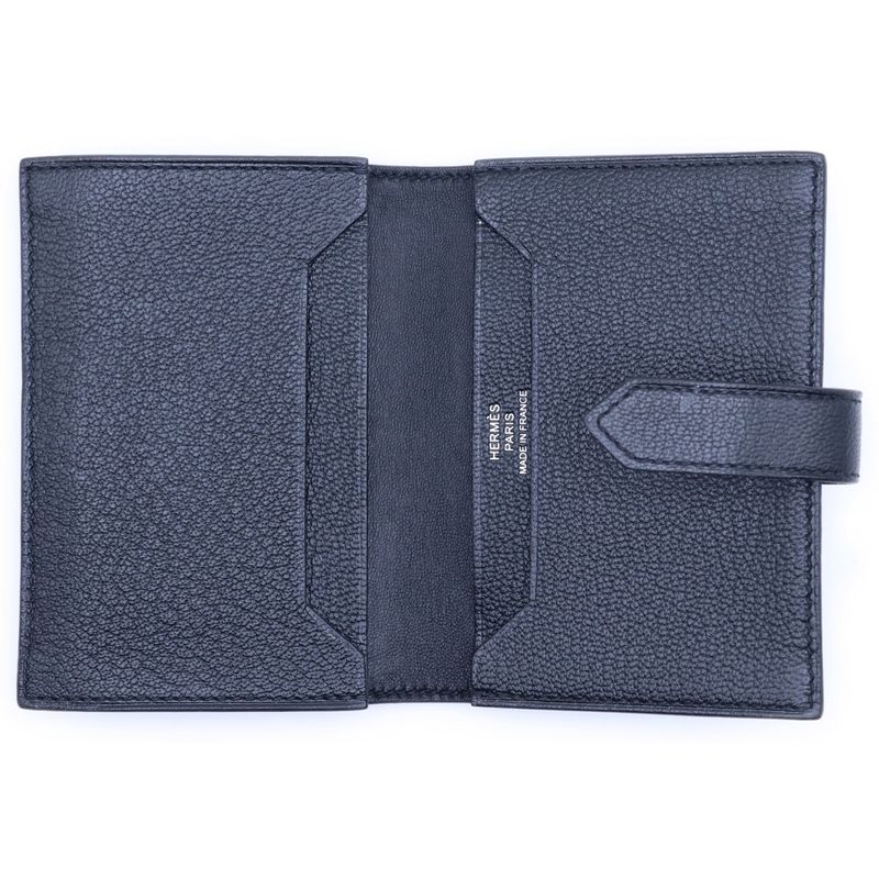 Hermes Bearn Mini Card Case Silver Black