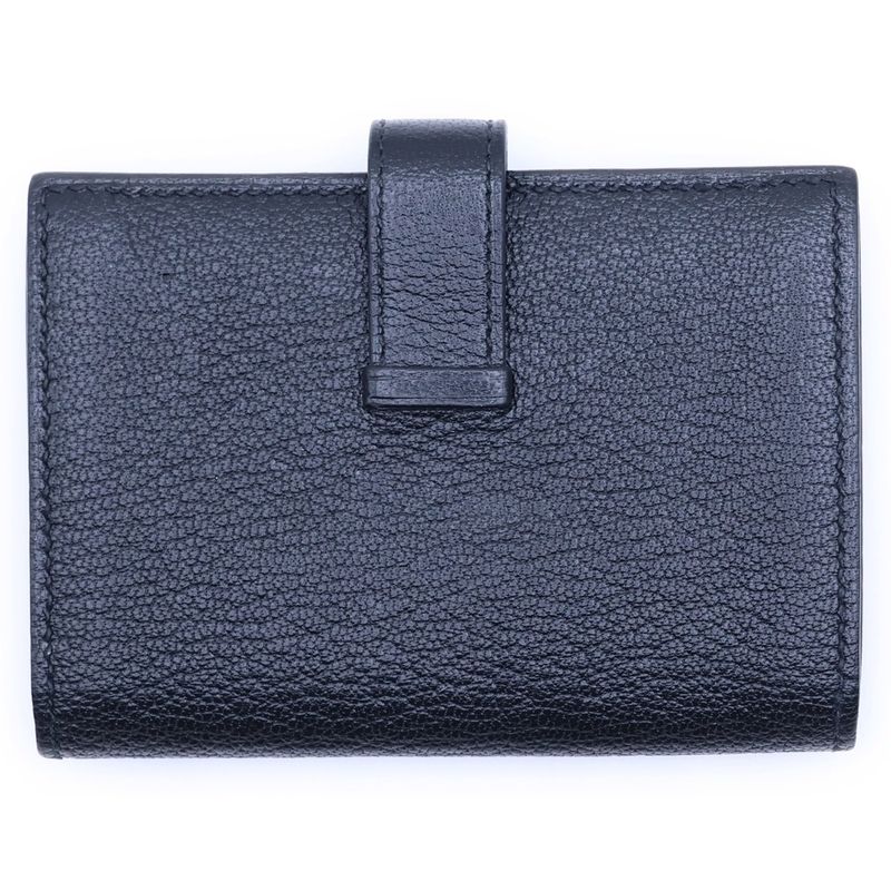 Hermes Bearn Mini Card Case Silver Black