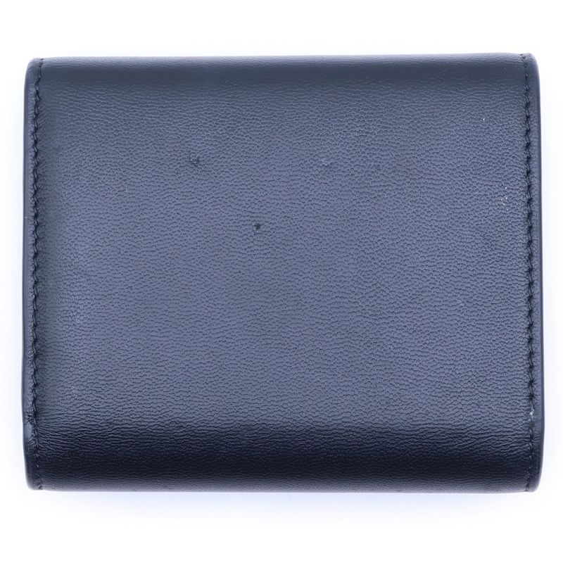 Celine Triomphe Small Flap Wallet Trifold Black Calfskin
