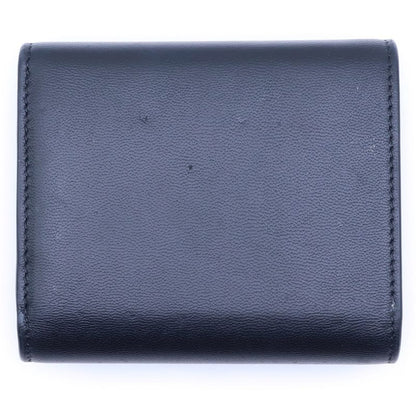 Celine Triomphe Small Flap Wallet Trifold Black Calfskin