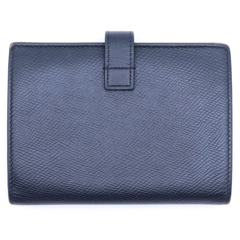 Celine Bifold Wallet Compact Black Leather Gold