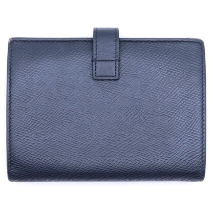 Celine Bifold Wallet Compact Black Leather Gold