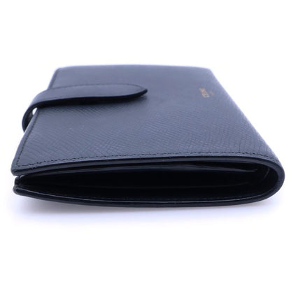 Celine Bifold Wallet Compact Black Leather Gold
