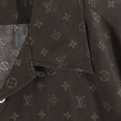 Louis Vuitton Monogram All Over Silk Open Collar Short Sleeve Shirt Brown