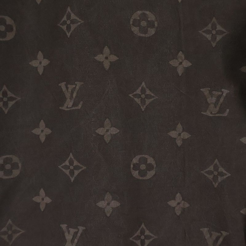 Louis Vuitton Monogram All Over Silk Open Collar Short Sleeve Shirt Brown