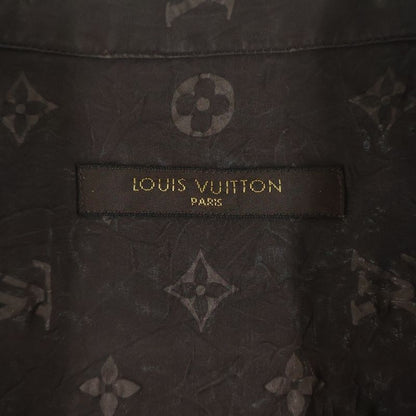 Louis Vuitton Monogram All Over Silk Open Collar Short Sleeve Shirt Brown