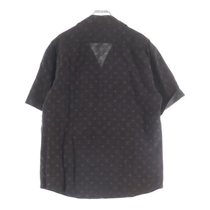 Louis Vuitton Monogram All Over Silk Open Collar Short Sleeve Shirt Brown