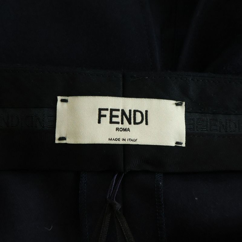Fendi High Waist Slim Fit Shorts Navy