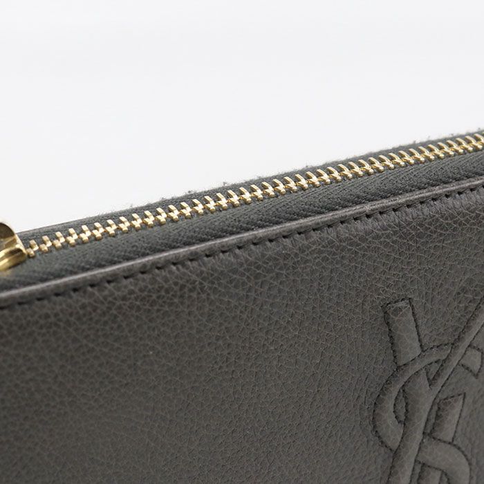 Saint Laurent Monogram Wallet Zip Around Leather