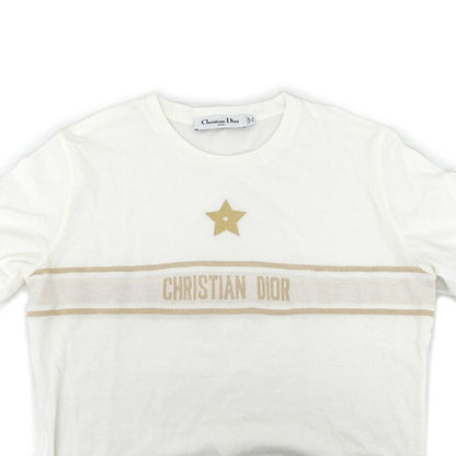Dior T-Shirt Logo Band Star Motif S White Gold