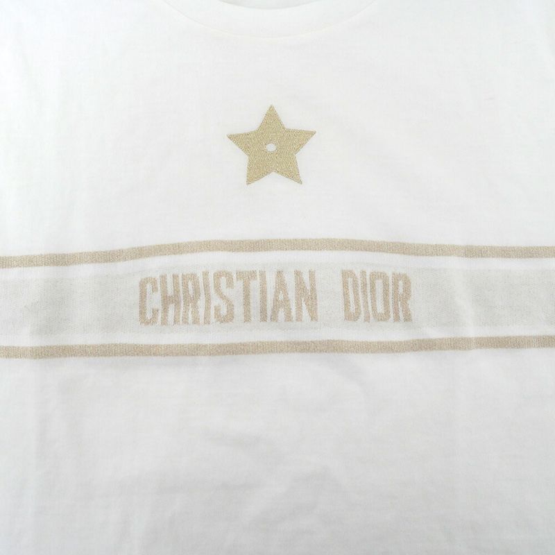 Dior T-Shirt Logo Band Star Motif S White Gold