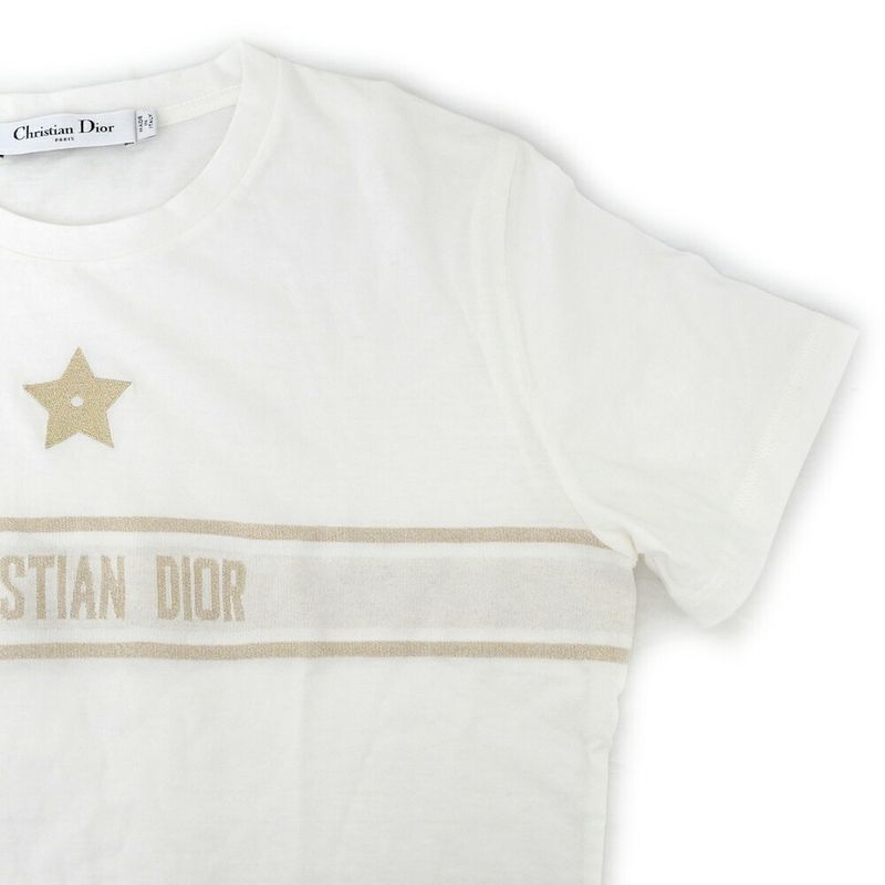 Dior T-Shirt Logo Band Star Motif S White Gold