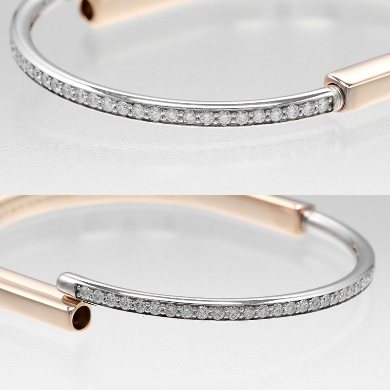 Tiffany & Co. Lock 18K Pink Gold 18K White Diamond Bracelet