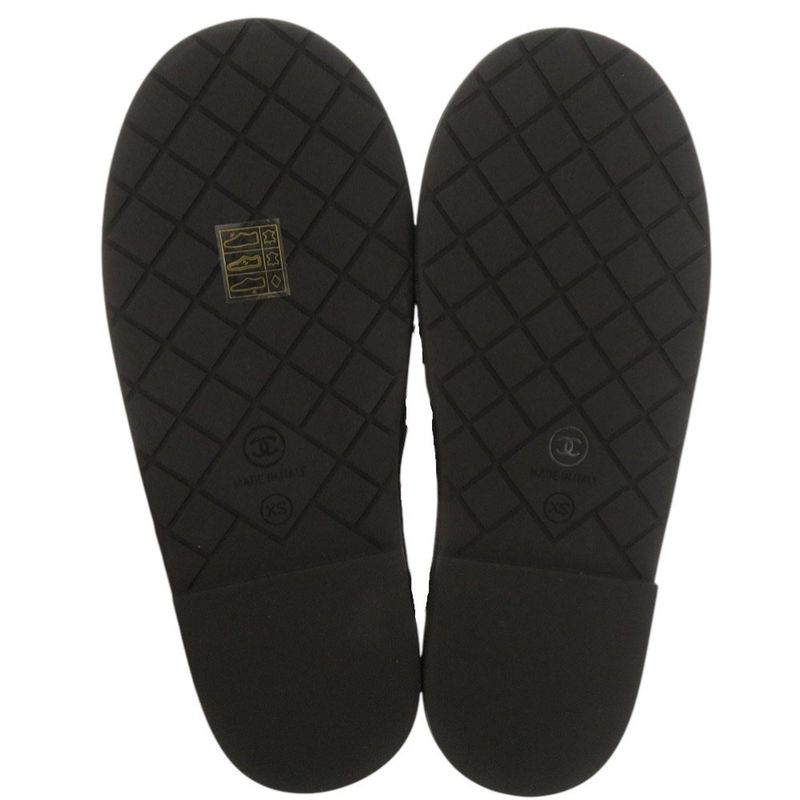 Chanel CC Logo Flat Sandals with Chain XS Gold Leather