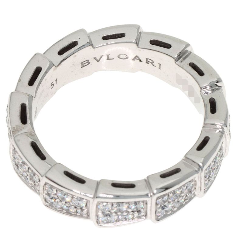 Bvlgari Serpenti Full Eternity Diamond 51 Ring 18K White Gold