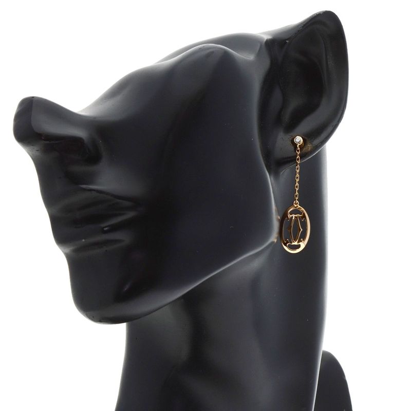 Cartier Logo Double C Diamond Earrings 18K Pink Gold