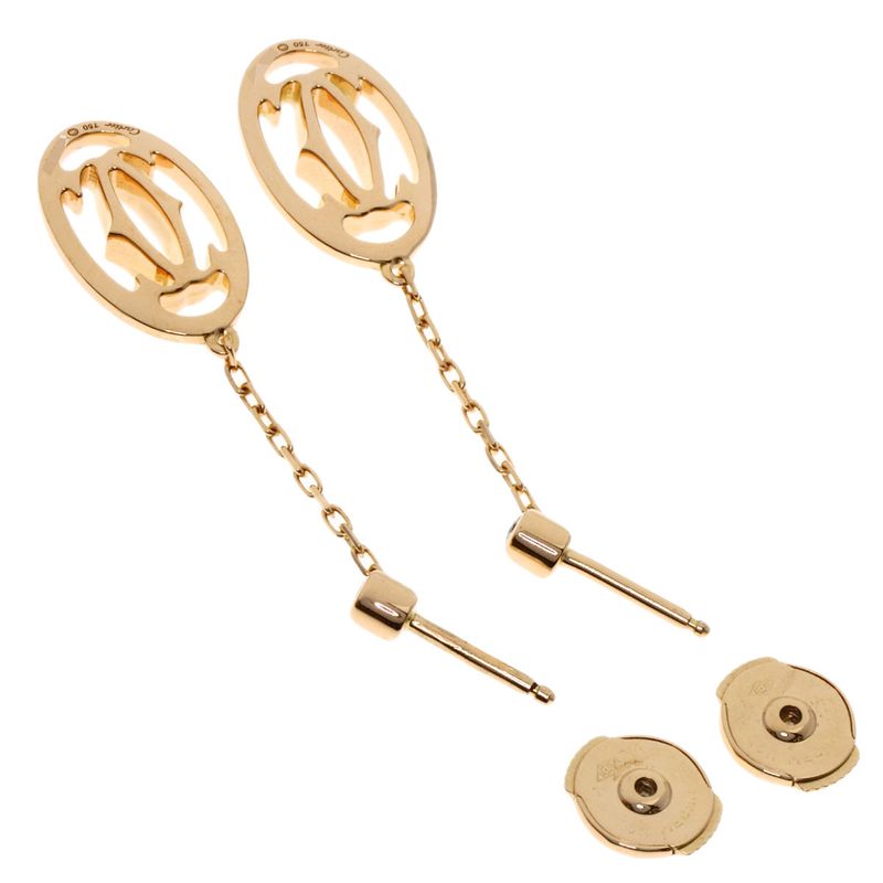 Cartier Logo Double C Diamond Earrings 18K Pink Gold