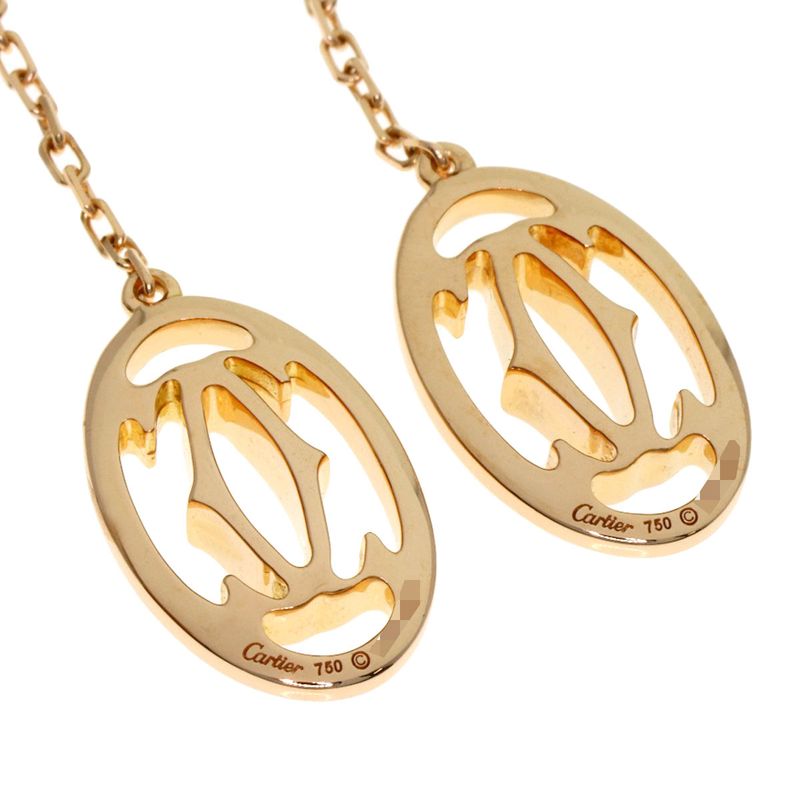 Cartier Logo Double C Diamond Earrings 18K Pink Gold