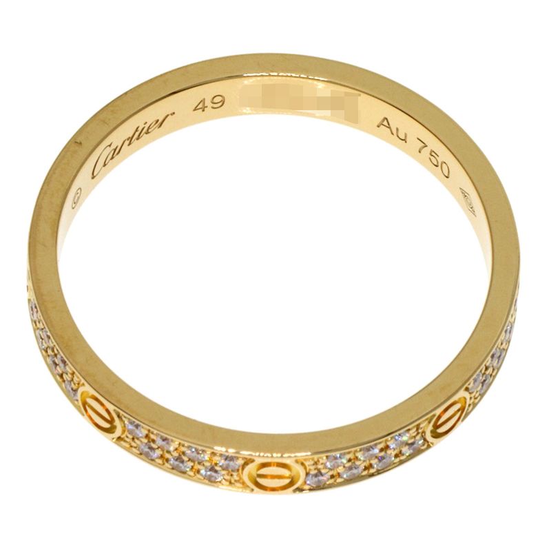Cartier Mini Love Ring Pave Diamond 49 18K Yellow Gold