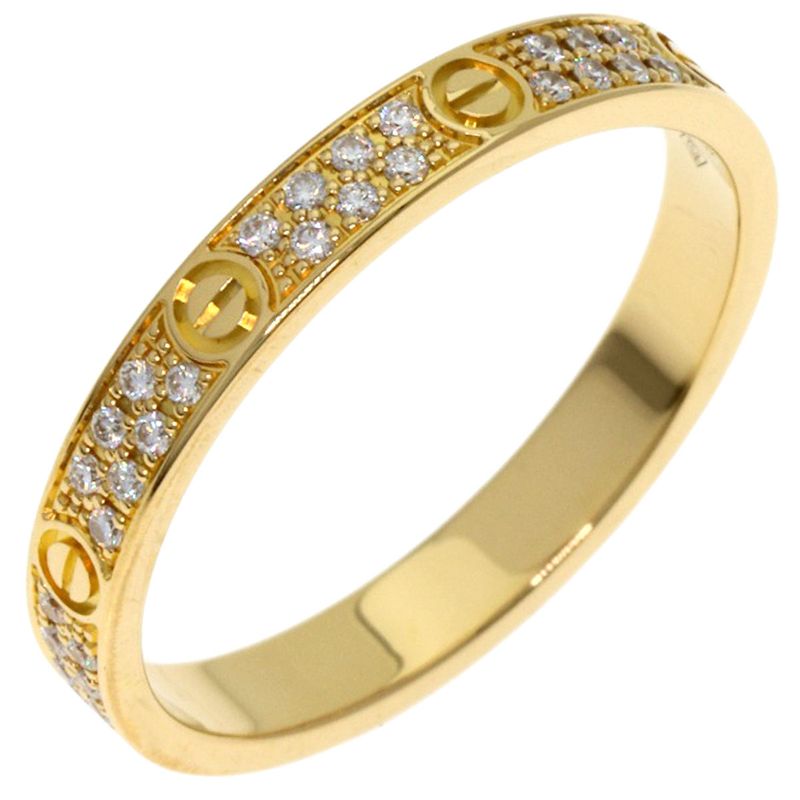 Cartier Mini Love Ring Pave Diamond 49 18K Yellow Gold