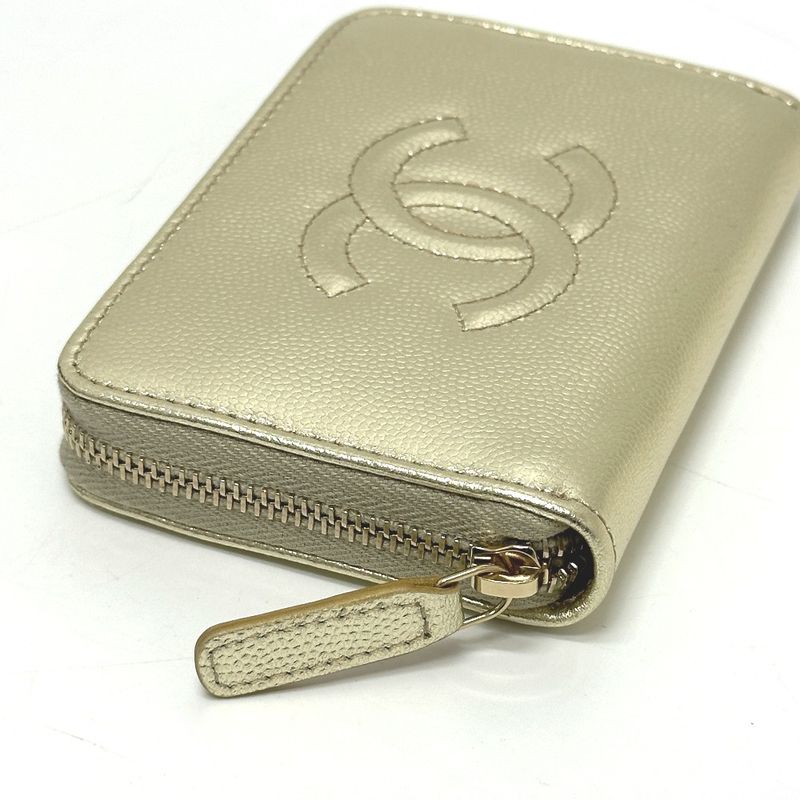 Chanel Coin Case CC Logo Metiers D'art Caviar Leather Gold