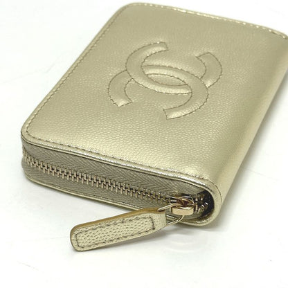 Chanel Coin Case CC Logo Metiers D'art Caviar Leather Gold