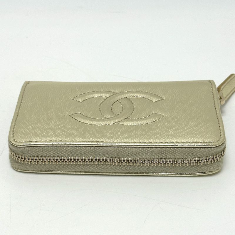 Chanel Coin Case CC Logo Metiers D'art Caviar Leather Gold