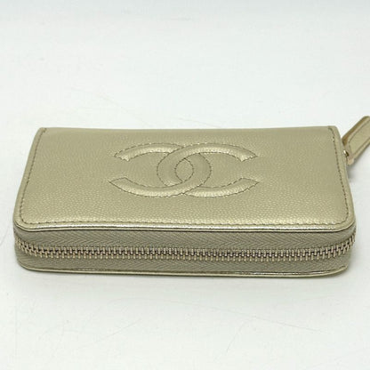 Chanel Coin Case CC Logo Metiers D'art Caviar Leather Gold