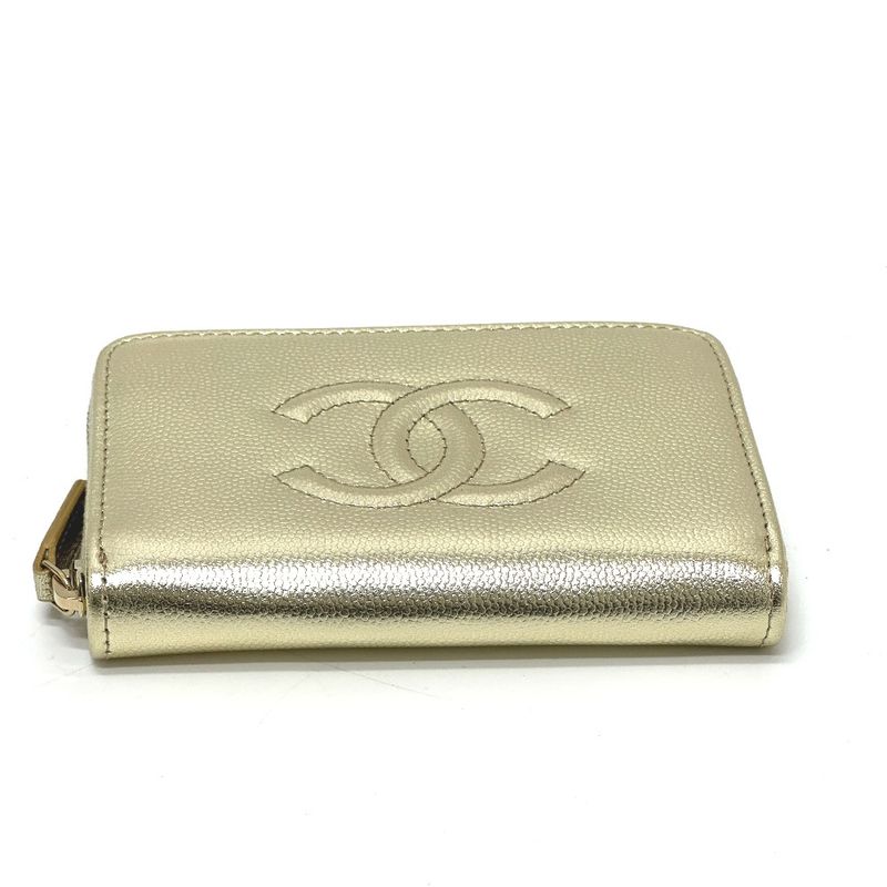 Chanel Coin Case CC Logo Metiers D'art Caviar Leather Gold