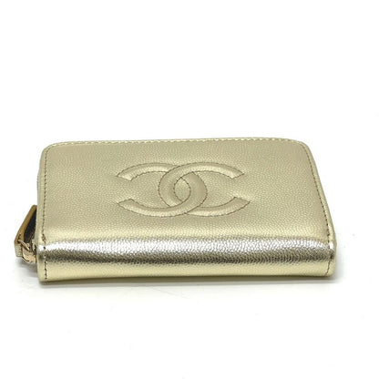 Chanel Coin Case CC Logo Metiers D'art Caviar Leather Gold