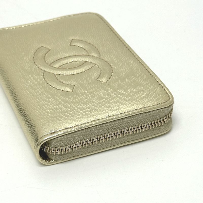 Chanel Coin Case CC Logo Metiers D'art Caviar Leather Gold