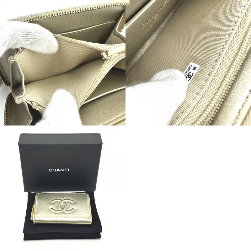 Chanel Coin Case CC Logo Metiers D'art Caviar Leather Gold