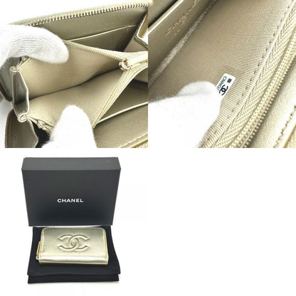 Chanel Coin Case CC Logo Metiers D'art Caviar Leather Gold