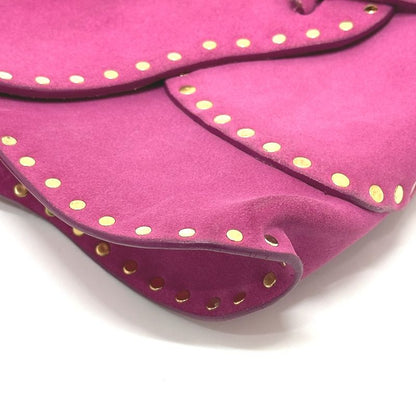 Celine Shoulder Bag Studded Suede Pink