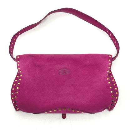 Celine Shoulder Bag Studded Suede Pink
