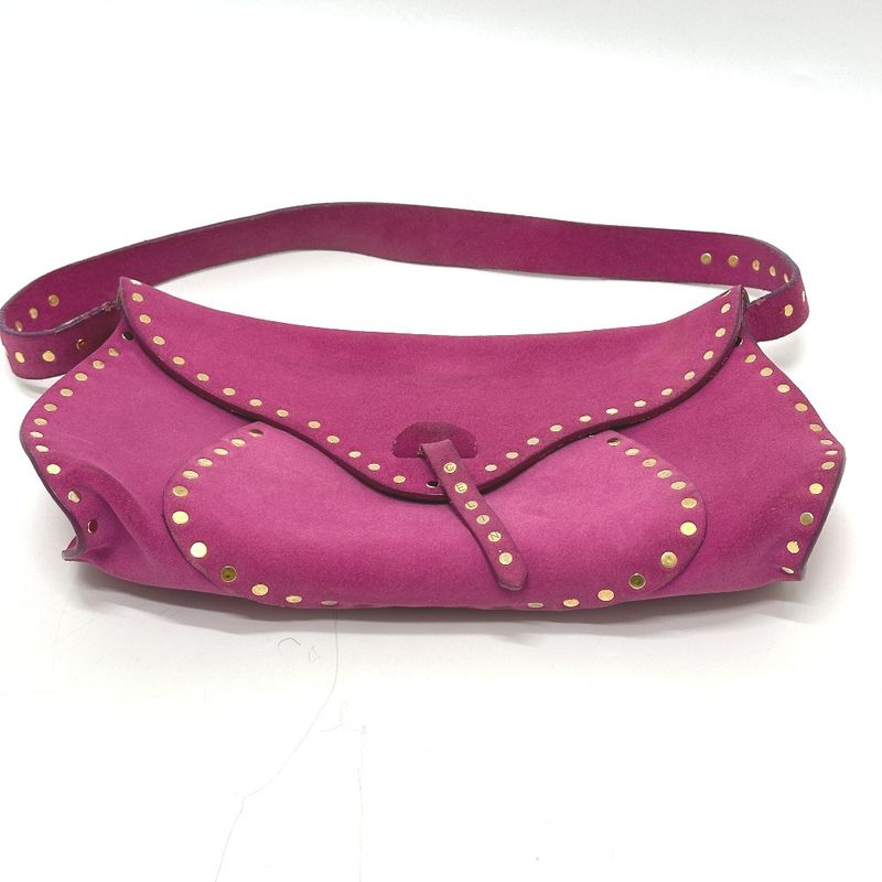 Celine Shoulder Bag Studded Suede Pink