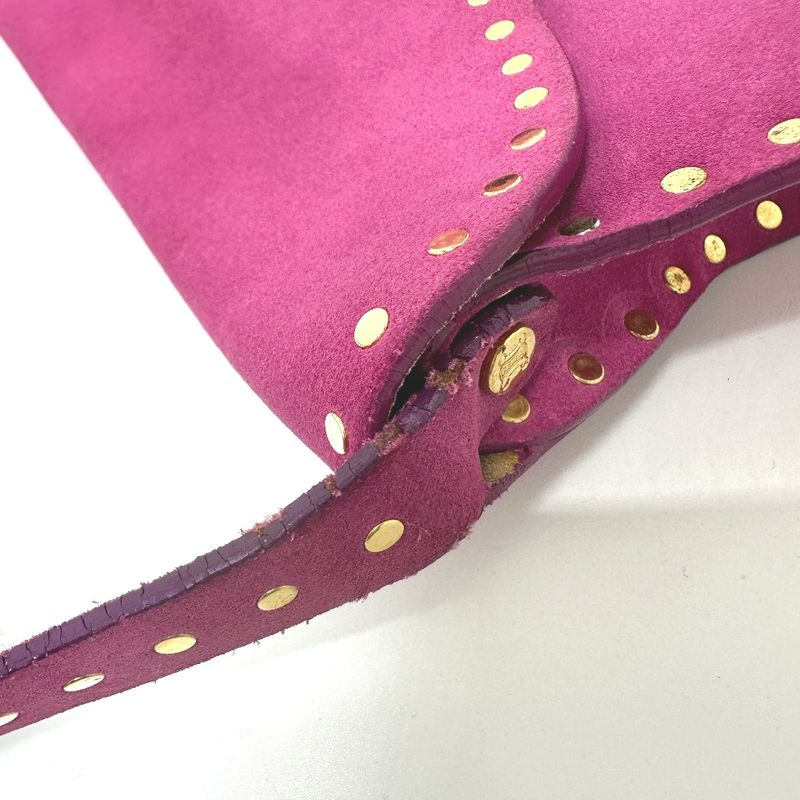 Celine Shoulder Bag Studded Suede Pink