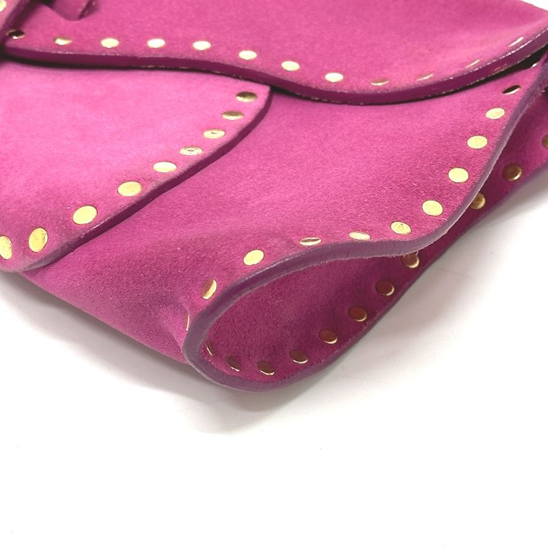 Celine Shoulder Bag Studded Suede Pink