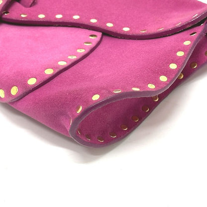 Celine Shoulder Bag Studded Suede Pink