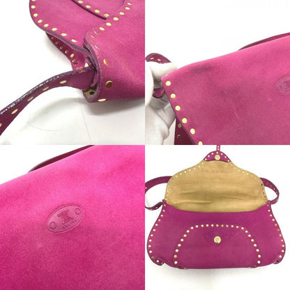 Celine Shoulder Bag Studded Suede Pink
