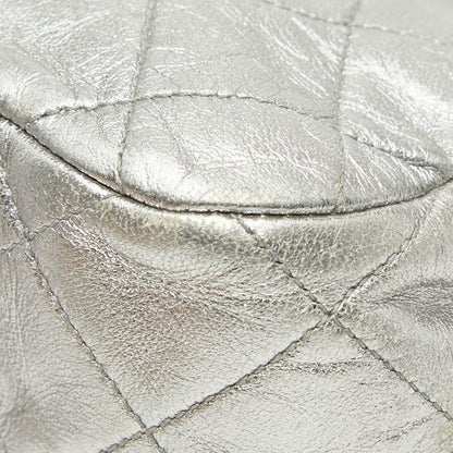 Chanel CC Logo Quilted Chain Shoulder Bag Silver Lambskin