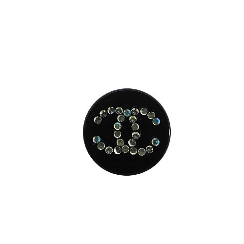Chanel Earrings CC Logo Rhinestone Black