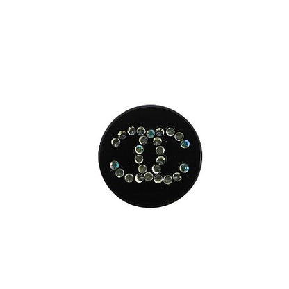 Chanel Earrings CC Logo Rhinestone Black