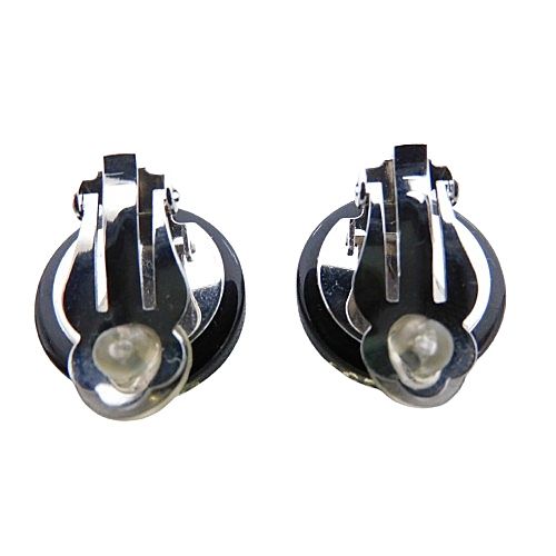 Chanel Earrings CC Logo Rhinestone Black